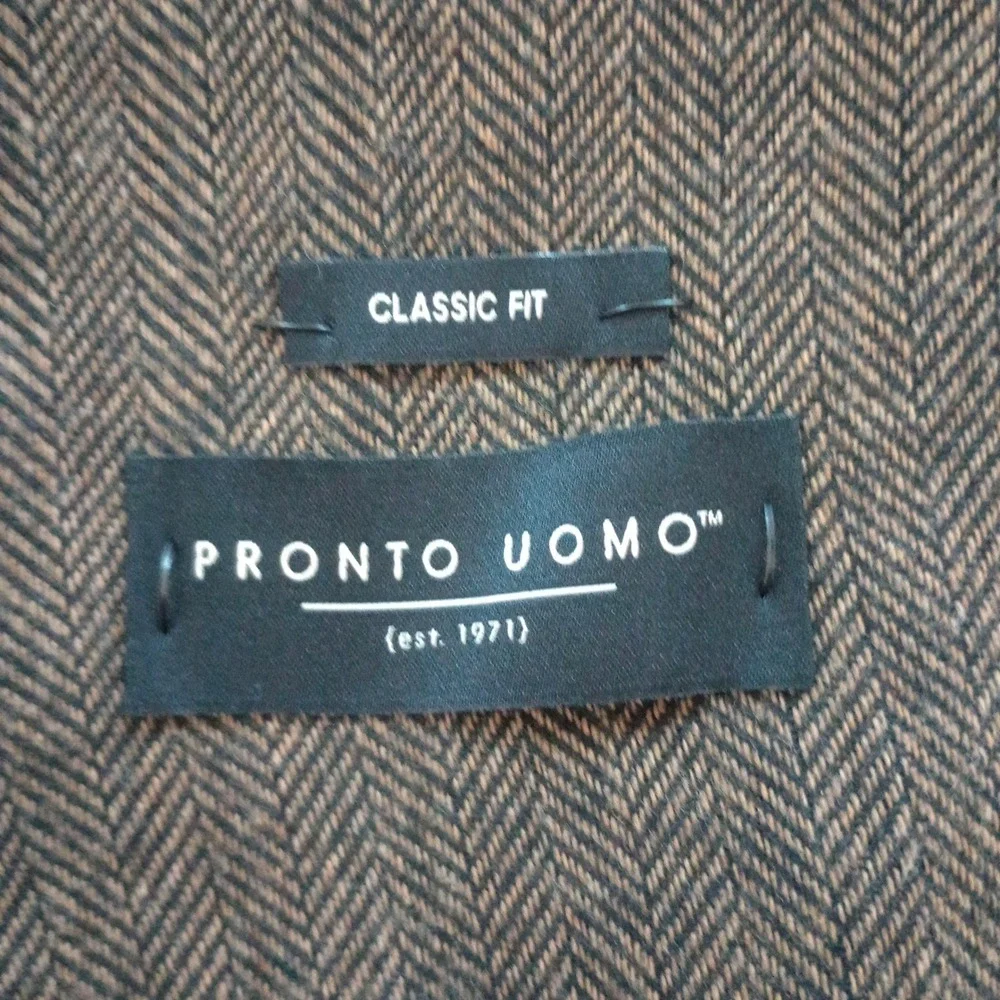 Pronto Uomo Blazer Mens 44R Brown Herringbone Classic‎ Fit 2-Button Sport Coat